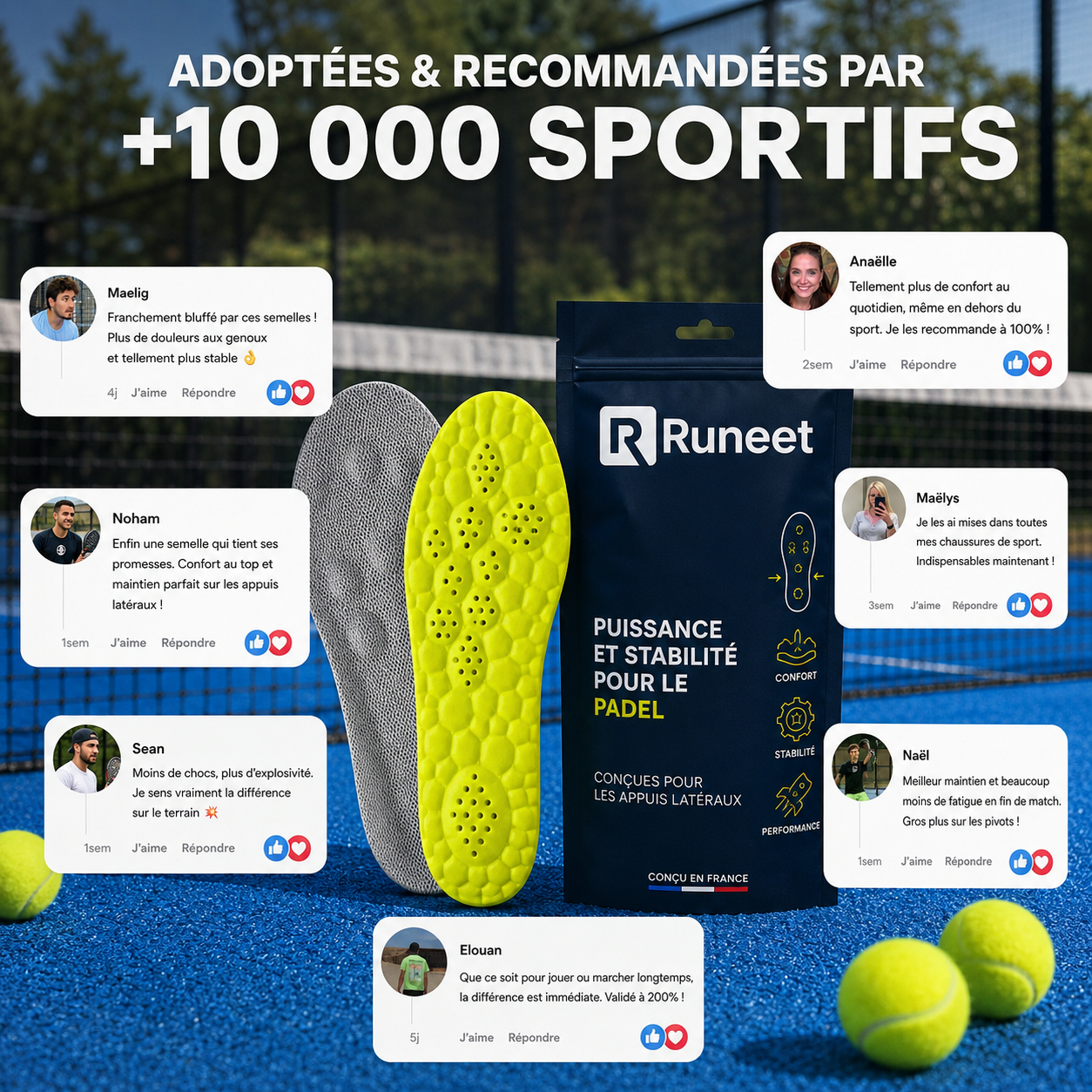 Semelles Padel RUNEET Gris